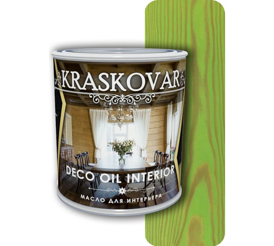 Масло для интерьера Kraskovar Deco Oil Interior зеленый лайм 0,75 л 1360