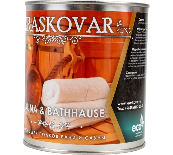 Масло для полков бани и сауны Kraskovar Sauna & Bathhause бесцветный 0,75 л 1365