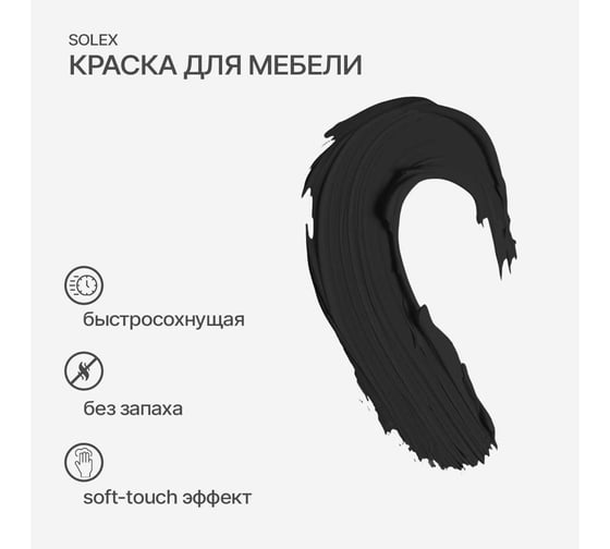 Краска для мебели SOLEX Матовый черный, 0,75 кг 028819705