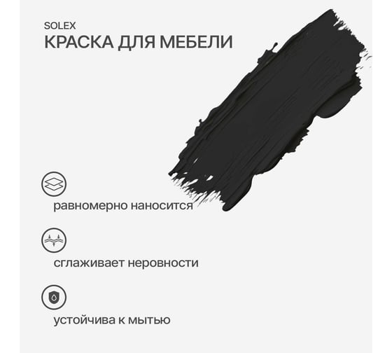 Краска для мебели SOLEX Матовый черный, 0,75 кг 028819705