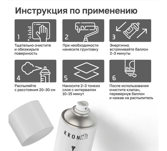 Эмаль алкидная Kronbuild RAL 7035 светло-серая, глянец, 520 мл SPA7035G