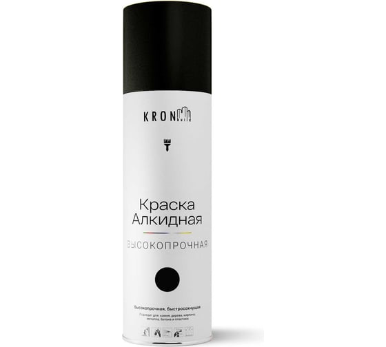 Эмаль алкидная Kronbuild RAL 9005 черная, глянец, 520 мл SPA9005G