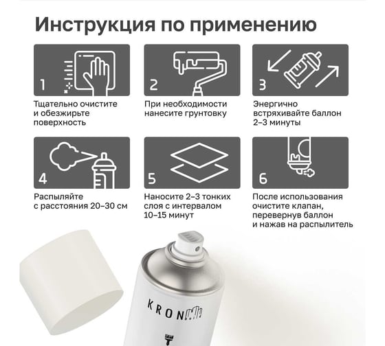 Эмаль алкидная Kronbuild RAL 9003 белая, глянец, 520 мл SPA9003G