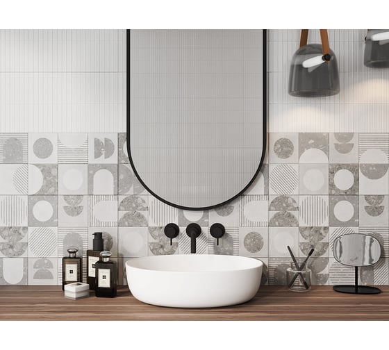 Плитка настенная Gracia Ceramica Lane grey серый 03 25x60 мм, 1.2 кв. м/8 шт. СК000042671