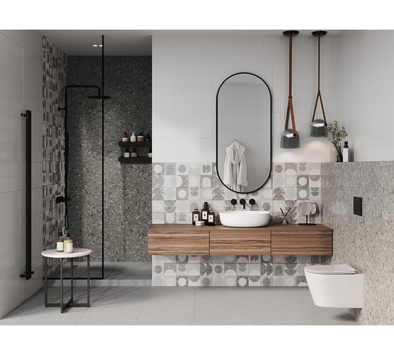 Плитка настенная Gracia Ceramica Lane grey серый 03 25x60 мм, 1.2 кв. м/8 шт. СК000042671