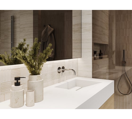 Плитка настенная Gracia Ceramica Rhodes beige бежевый 04 25x60 мм, 1.2 кв. м/8 шт. СК000042689