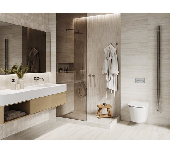 Плитка настенная Gracia Ceramica Rhodes beige бежевый 04 25x60 мм, 1.2 кв. м/8 шт. СК000042689