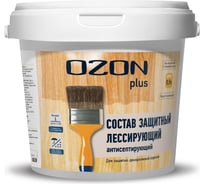 Лак OZON лессирующий защитный антисептирующий состав PLUS 0.9л/0.9кг ЛАСП-0,9