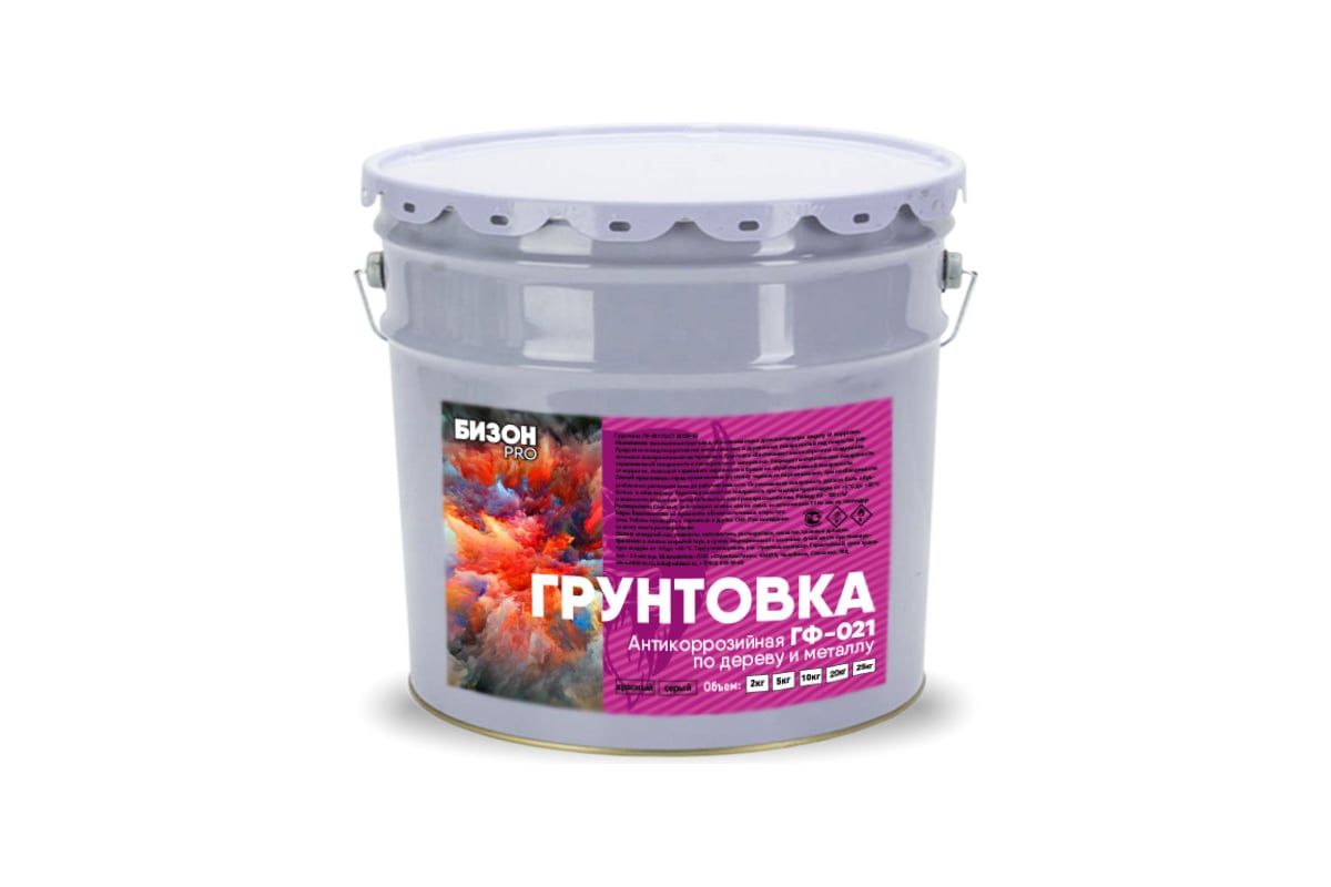 Грунтовка Бизон ГФ-021 красно-коричневая, 12 кг 903312 - выгодная цена ...