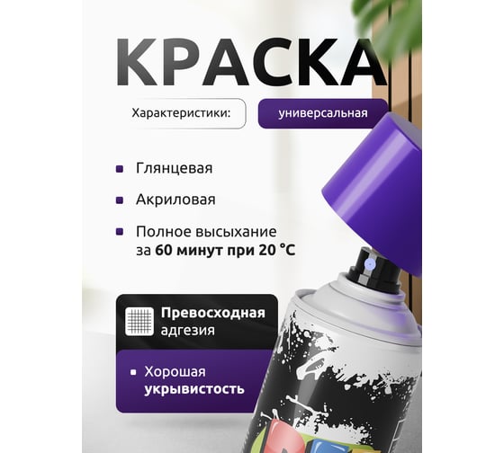 Акриловая универсальная эмаль REF фиолетовый 520 мл 0194 1