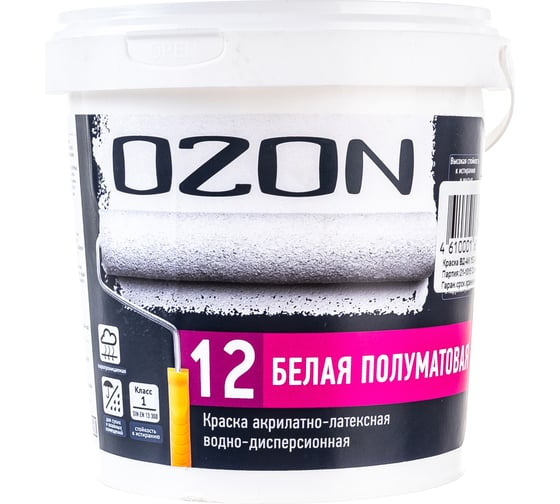 Акрилатно-латексная краска OZON 12 ВД-АК 152А 0.9л/1.2кг ВД-АК-152А-1,2
