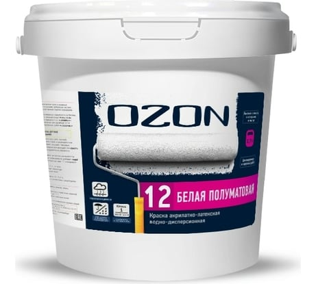 Акрилатно-латексная краска OZON 12 ВД-АК 152А 2.7л/3.6кг ВД-АК-152А-3,6