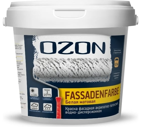 Фасадная краска OZON FASSADENFARBE ВД-АК 112А 0.9л/1.4кг ВД-АК-112А-1,4
