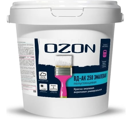 Универсальная акриловая твердая эмаль OZON ВД-АК 258А 2.7л/3.3кг ВД-АК-258А-3,3