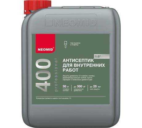 Деревозащитный состав для внутренних работ NEOMID 400 5 л Н-400-5/к1:5