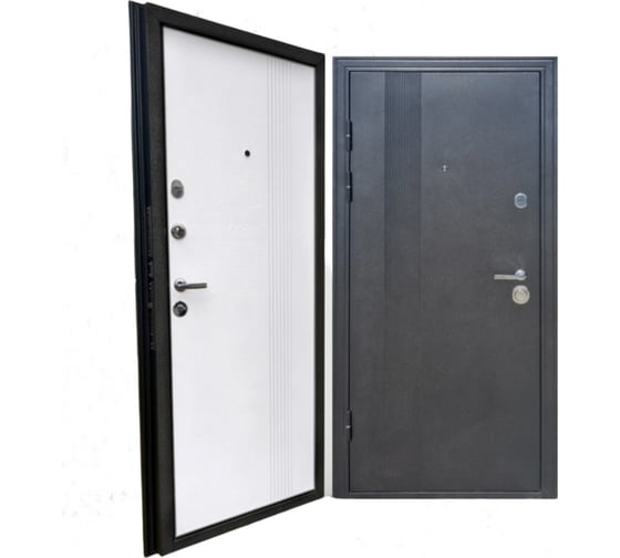 Входная дверь ООО ВДК Фортис Black LS-78 Черный шелк/МДФ Ясень белый 860*2050 левая ДМ89 1
