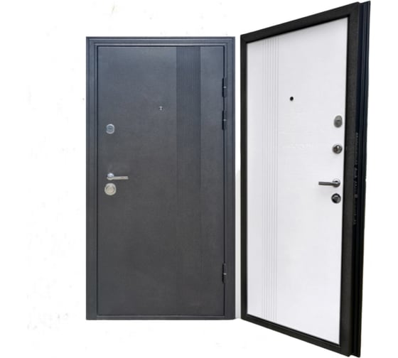 Входная дверь ООО ВДК Фортис Black LS-78 Черный шелк/МДФ Ясень белый 860*2050 правая ДМ90