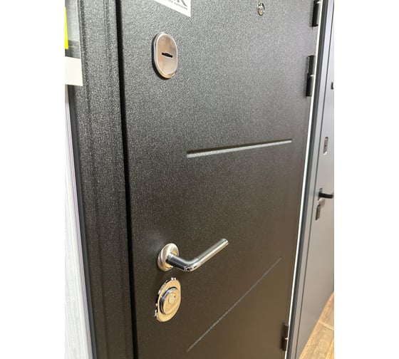 Входная дверь ООО ВДК Кватро Black LS-23 Черный шелк/Царга Ясень белый 860*2050 правая ДМ94