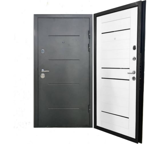 Входная дверь ООО ВДК Кватро Black LS-23 Черный шелк/Царга Ясень белый 960*2050 правая ДМ96 1