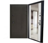 Входная дверь ООО ВДК Омега Black LS-21 Черный шелк/Зеркало МДФ Ясень белый 960*2050 правая ДМ100