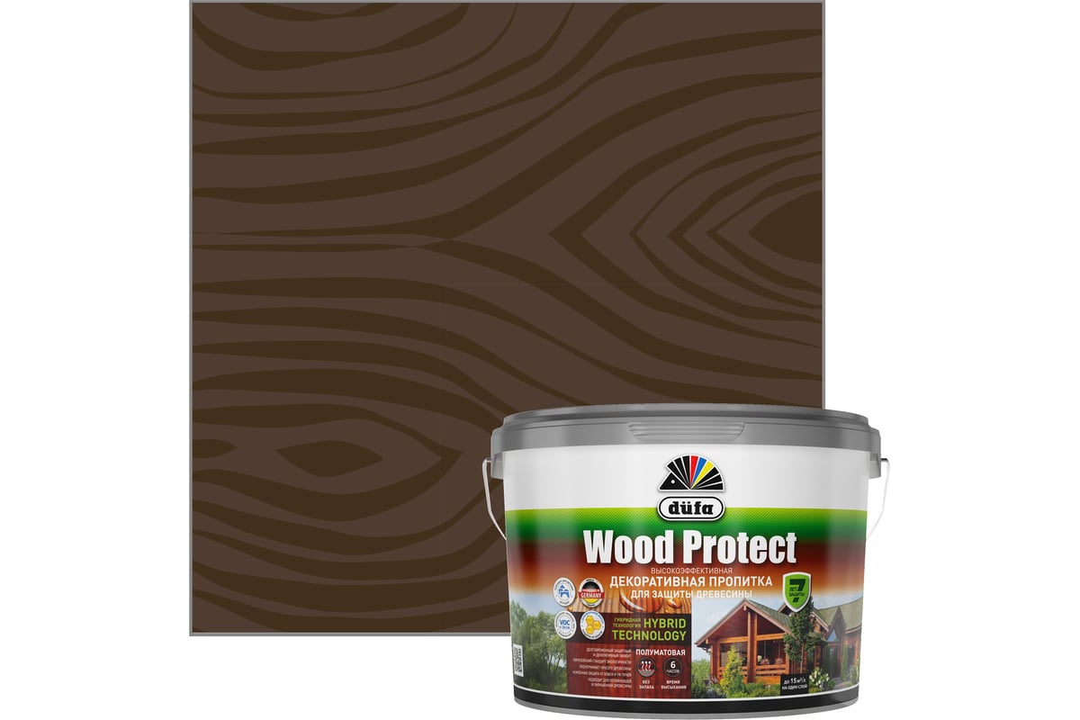 Пропитка для защиты древесины Dufa Wood Protect орех 2,5 л Н0000006375 -  выгодная цена, отзывы, характеристики, фото - купить в Москве и РФ