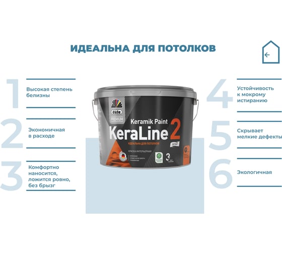 Краска Dufa Premium ВД KeraLine 2, база 1, 9 л МП00-006511