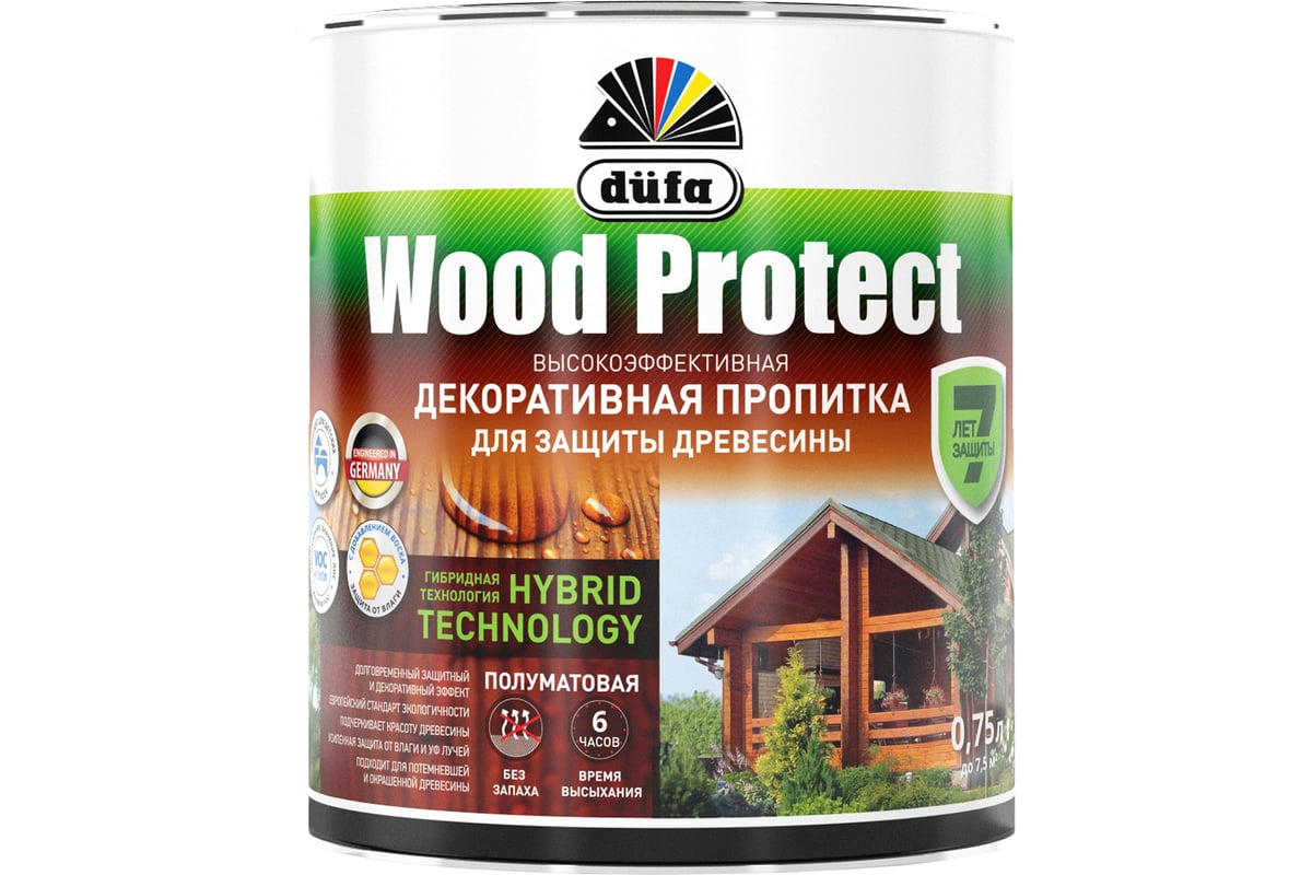 Пропитка для защиты древесины Dufa Wood Protect тик 750 мл МП000015769 -  выгодная цена, отзывы, характеристики, фото - купить в Москве и РФ