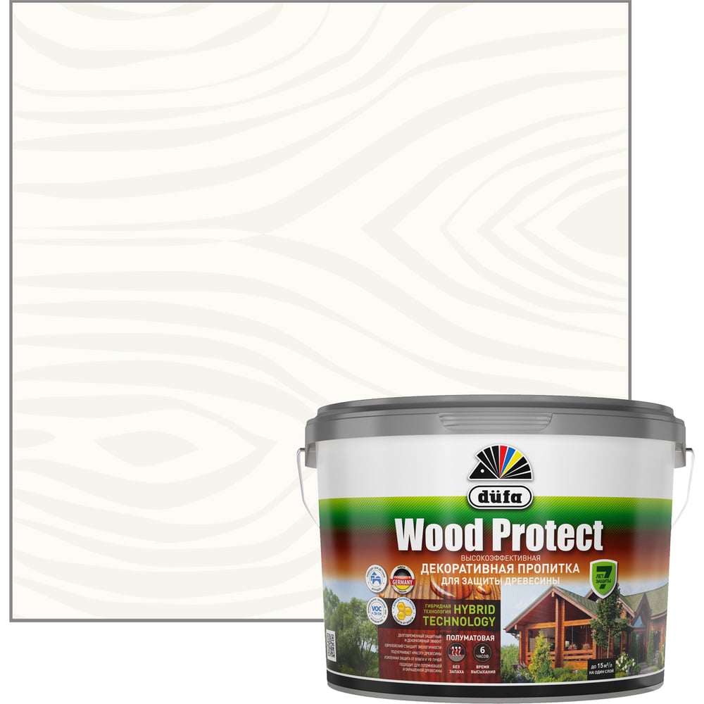 Декоративная пропитка Dufa Wood Protect белый 2,5 л