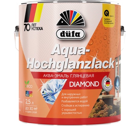 Эмаль Dufa AQUA-HOCHGLANZLACK аква глянцевая, белая 2,5 л Н0000003448
