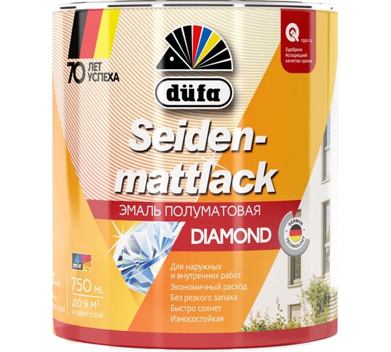Эмаль Dufa SEIDENMATTLACK полуматовая, белая 0,75 л Н0000001780