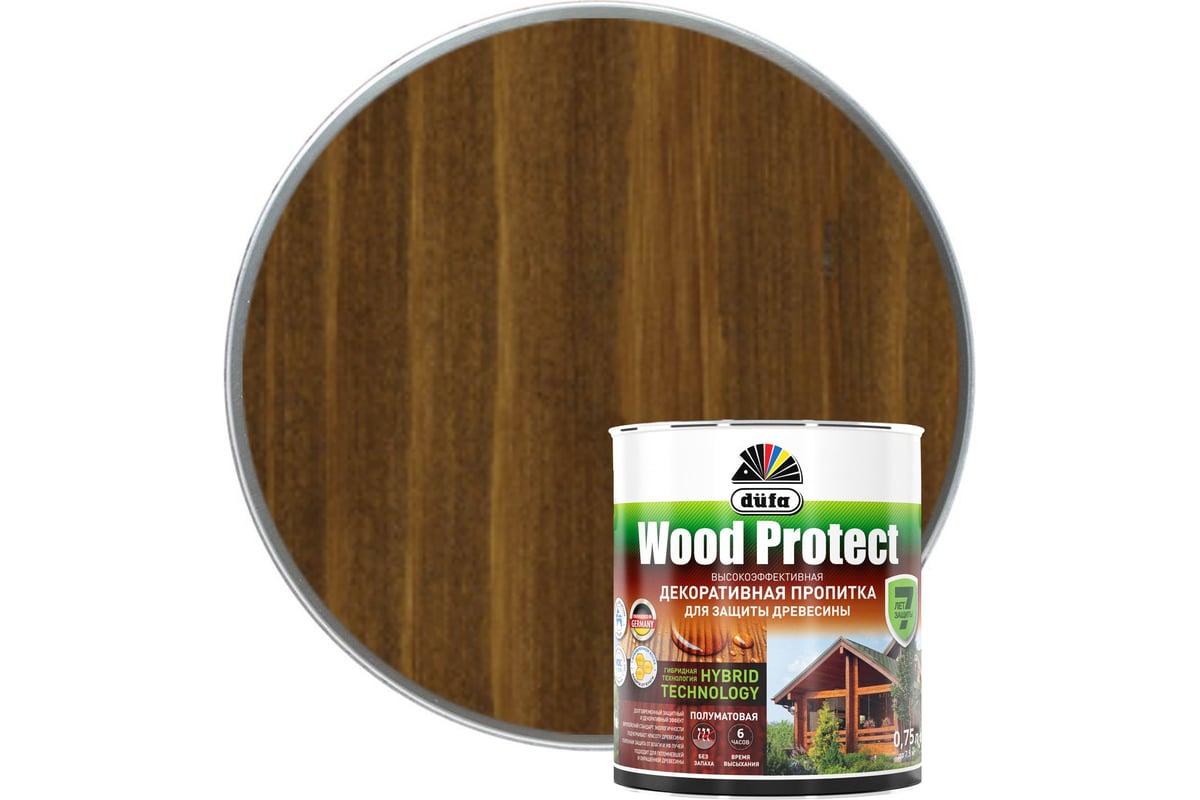 Пропитка для защиты древесины Dufa Wood Protect орех 750 мл МП000015766