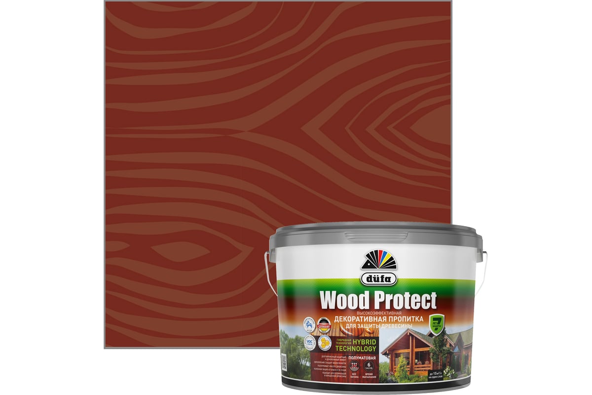 Пропитка для защиты древесины Dufa Wood Protect махагон 2,5 л МП000015764 -  выгодная цена, отзывы, характеристики, фото - купить в Москве и РФ