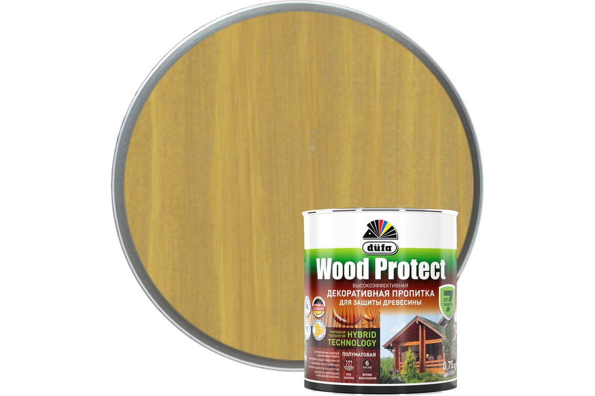 Пропитка для защиты древесины Dufa Wood Protect дуб 750 мл Н0000004921 -  выгодная цена, отзывы, характеристики, фото - купить в Москве и РФ