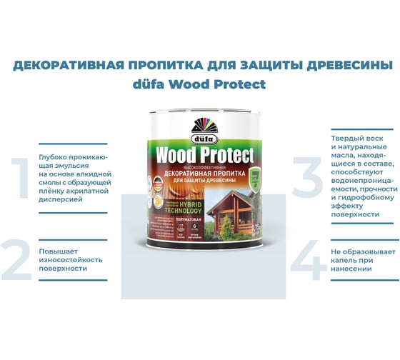 Пропитка для защиты древесины Dufa Wood Protect дуб 750 мл Н0000004921