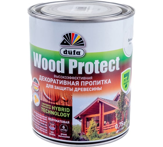 Пропитка для защиты древесины Dufa Wood Protect белый 750 мл .
