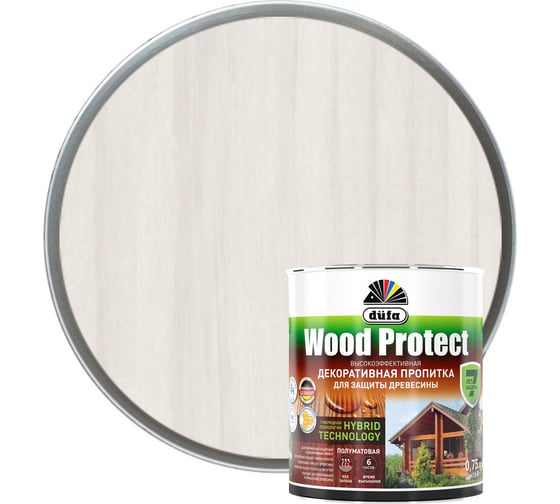 Пропитка для защиты древесины Dufa Wood Protect белый 750 мл МП000015748