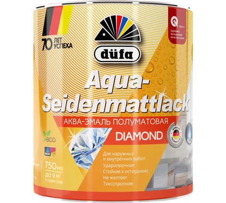 Эмаль Dufa AQUA-SEIDENMATTLACK аква полуматовая, белая 750 мл Н0000003470