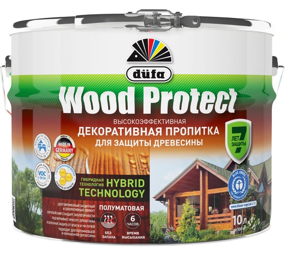 Пропитка для защиты древесины Dufa Wood Protect белый 10 л МП000015750