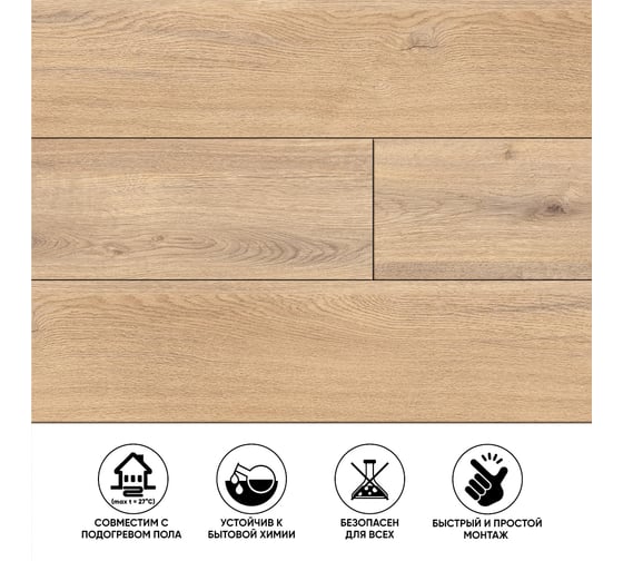 Ламинат FLOORWOOD Estet Дуб Ривер 33 класс 12 мм (1,347 кв.м) 6677