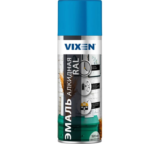 Алкидная эмаль Vixen небесно-голубой RAL 5015 аэрозоль 520 мл VX15015