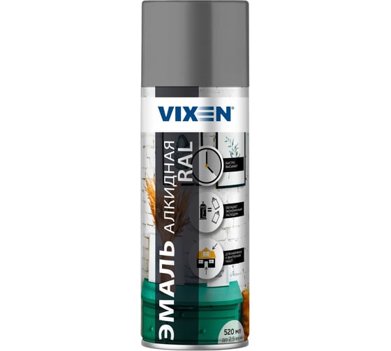 Алкидная эмаль VIXEN серая RAL 7040, аэрозоль, 520 мл 47800 VX17040 1
