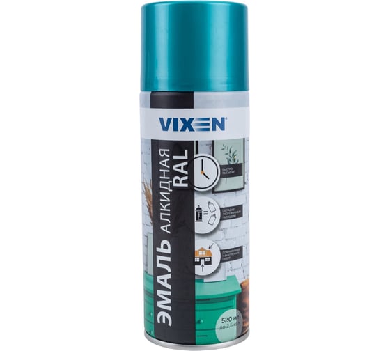 Алкидная эмаль Vixen черный матовый RAL 9005 аэрозоль 520 мл VX10905