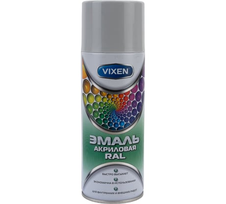 Акриловая эмаль VIXEN светло-серый RAL 7035, аэрозоль, 520 мл VX37035