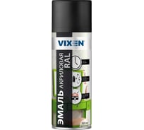 Акриловая эмаль VIXEN черный янтарь RAL 9005, матовый, аэрозоль, 520 мл VX30905