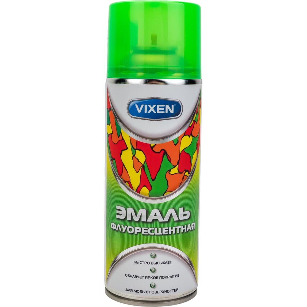 Флуоресцентная эмаль Vixen зеленый флуоресцентный, аэрозоль 520 мл VX ...