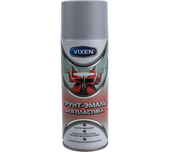 Грунт-эмаль Vixen для пластика, серый матовый RAL 7040, аэрозоль 520 мл VX50102
