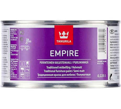 Краска для мебели TIKKURILA Эмпайр полуматовая 0,225 л 40451