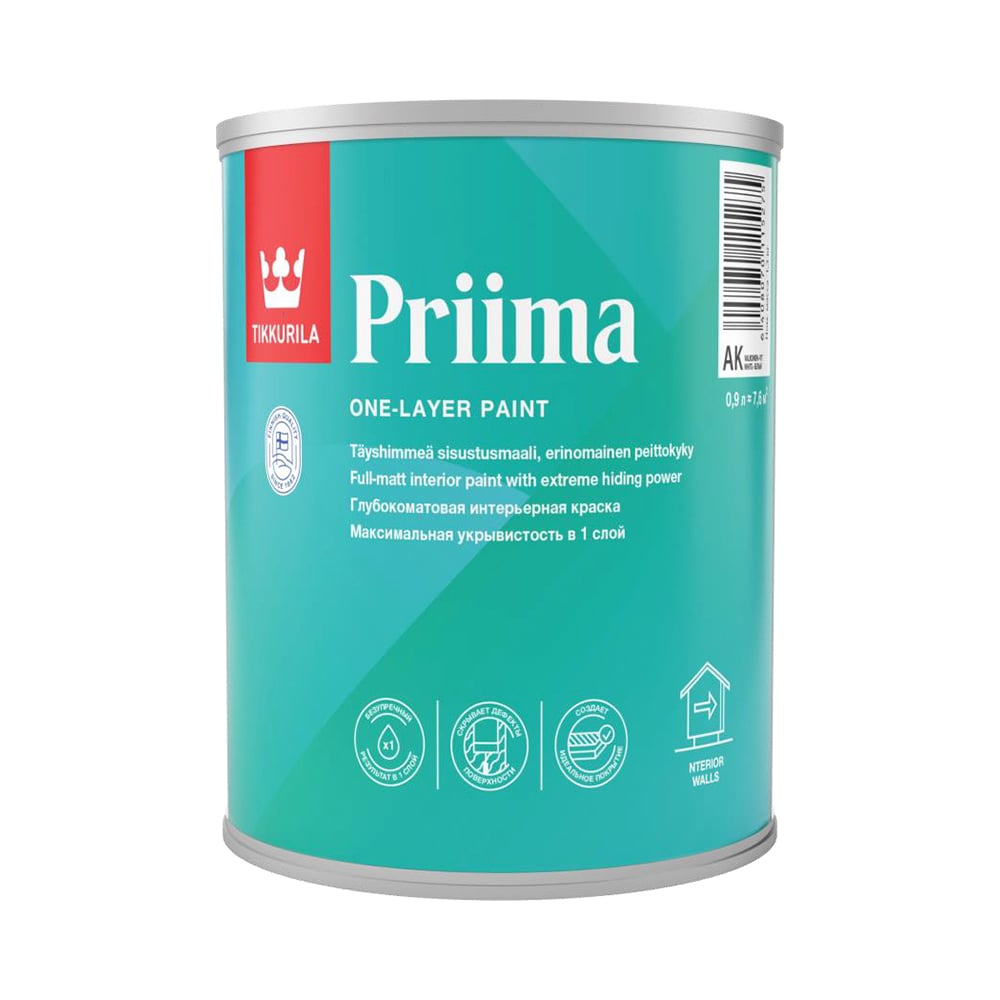 Интерьерная краска TIKKURILA Priima глубокоматовая 0,9 л 211880 .