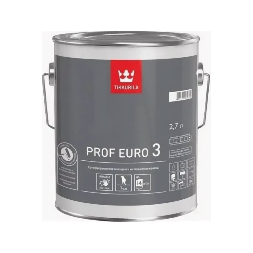 Интерьерная краска TIKKURILA Prof Euro 3, 2,7 л 51496 - выгодная цена ...