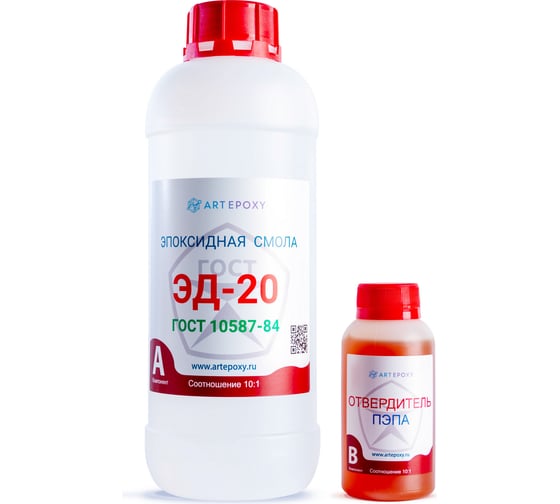 Эпоксидная смола ArtEpoxy ЭД-20 1 кг с отвердителем ПЭПА 100 гр Crystal ВИ-21618